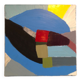 Tableau Huile au Couteau Bleu Abstrait