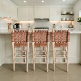 Natural leather bar stool
