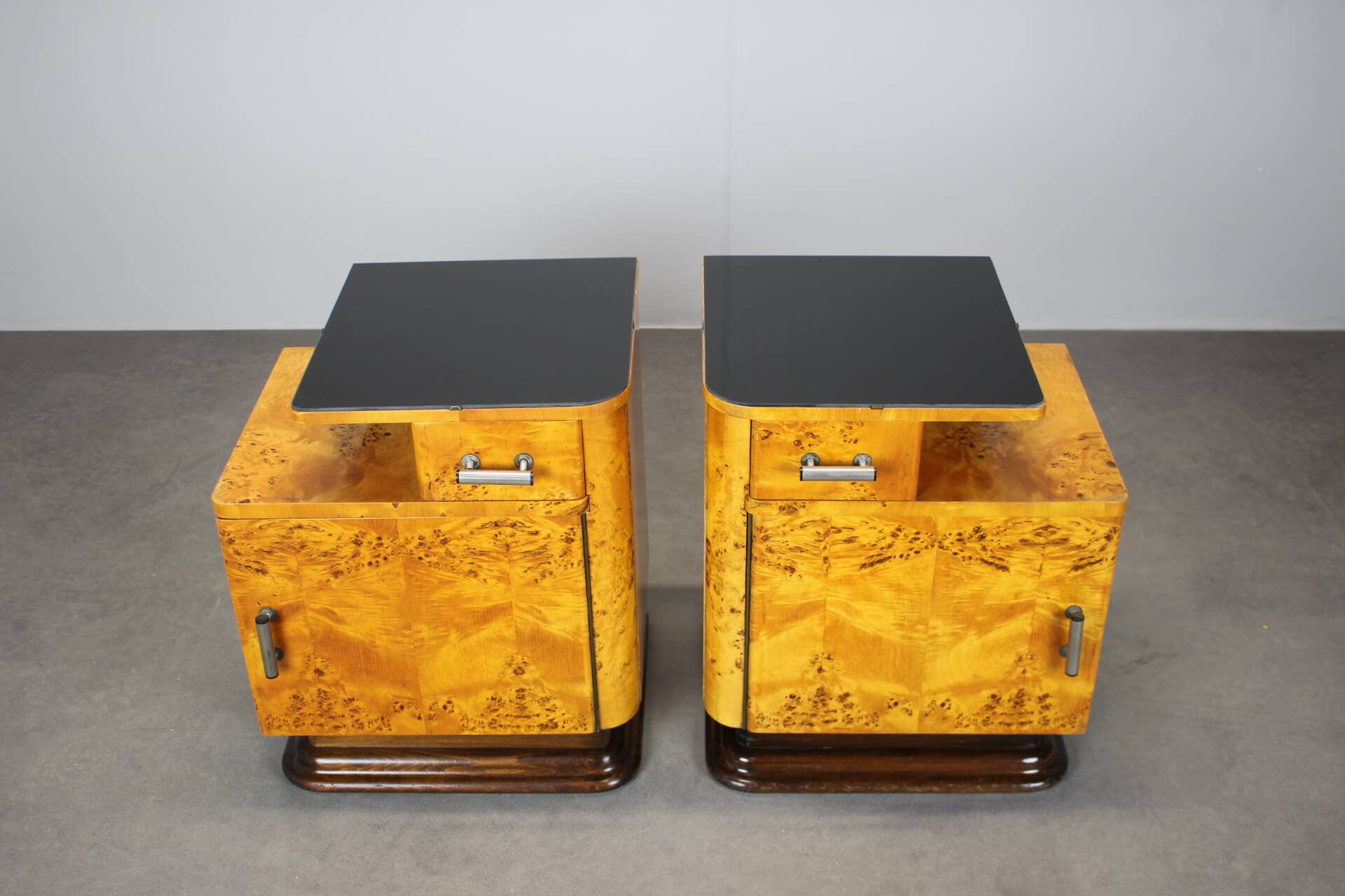 Pair of bedside tables mid-century by Jindřich Halabala, Czechoslovakia, 1950s