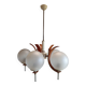Scandinavian suspension in teak, glass, and metal.