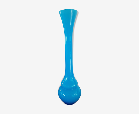 Vase verre bleu