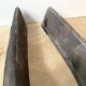 Pair of modernist anthropomorphic fireplace andirons, brutalist log holders 1950s