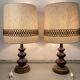 Pair fat lava ceramic curvy organic table lamps, Germany, 1960s