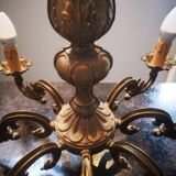 Lustre ancien 8 feux 8 branches en bronze doré Louis XVI TBE