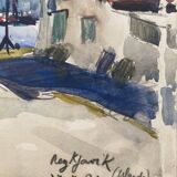 Original watercolor from 1934 Road book Signed Reykjavik Iceland