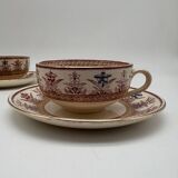 3 cups and saucers, Sarreguemines, Derby model, ironstone, early 20th century