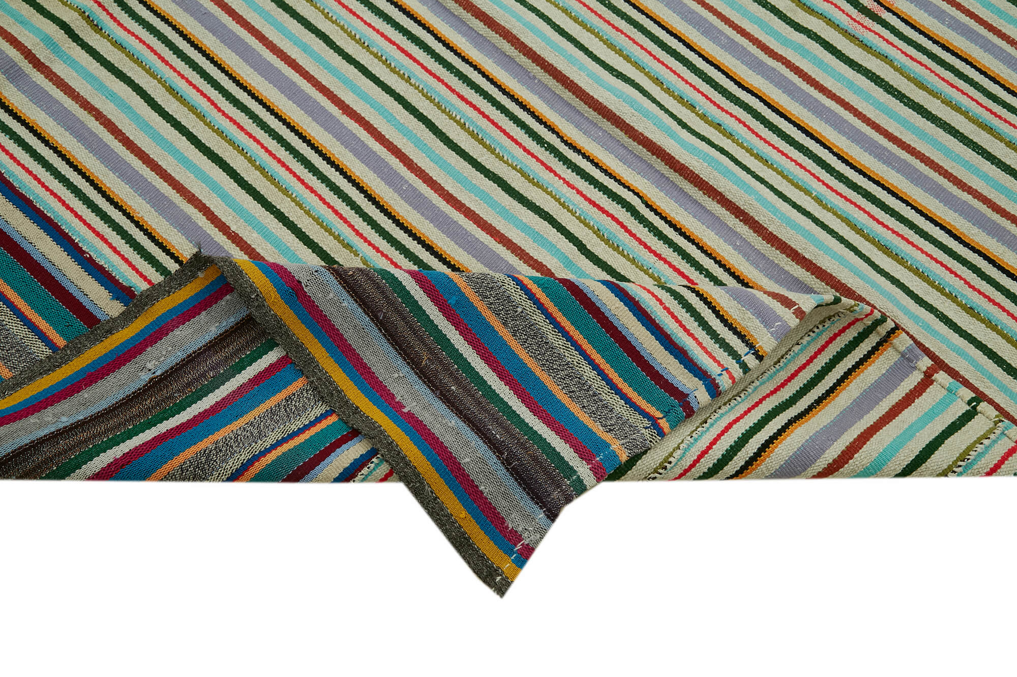 Handmade turkish contemporary 1980s 168 cm x 253 cm multicolor hemp kilim carpet
