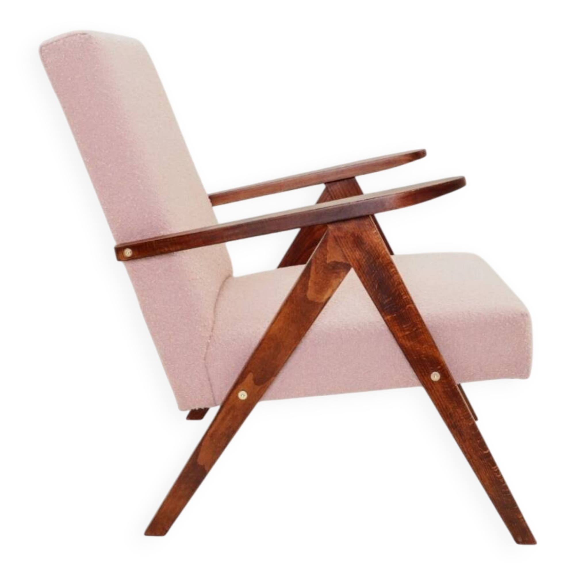 Fauteuil vintage couleur pivoine Boucle Lounge Chair