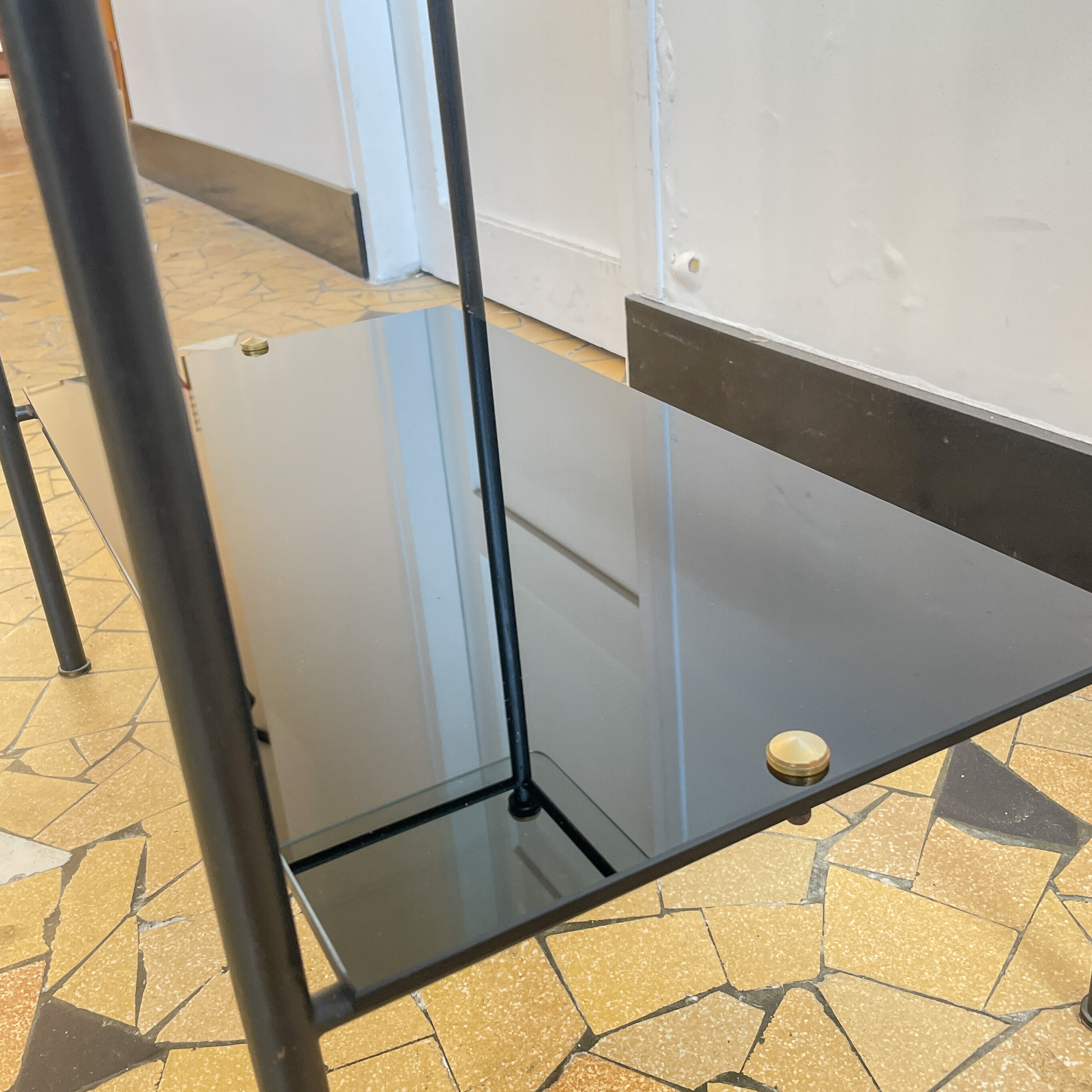 Glass and metal console, 1960