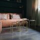 Golden vintage pull-out coffee tables and 70s smoked glass