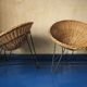 Pair of mid century bamboo and iron pod chairs, 1960s