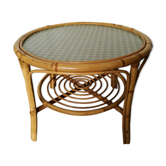 Table basse 2 niveaux en rotin