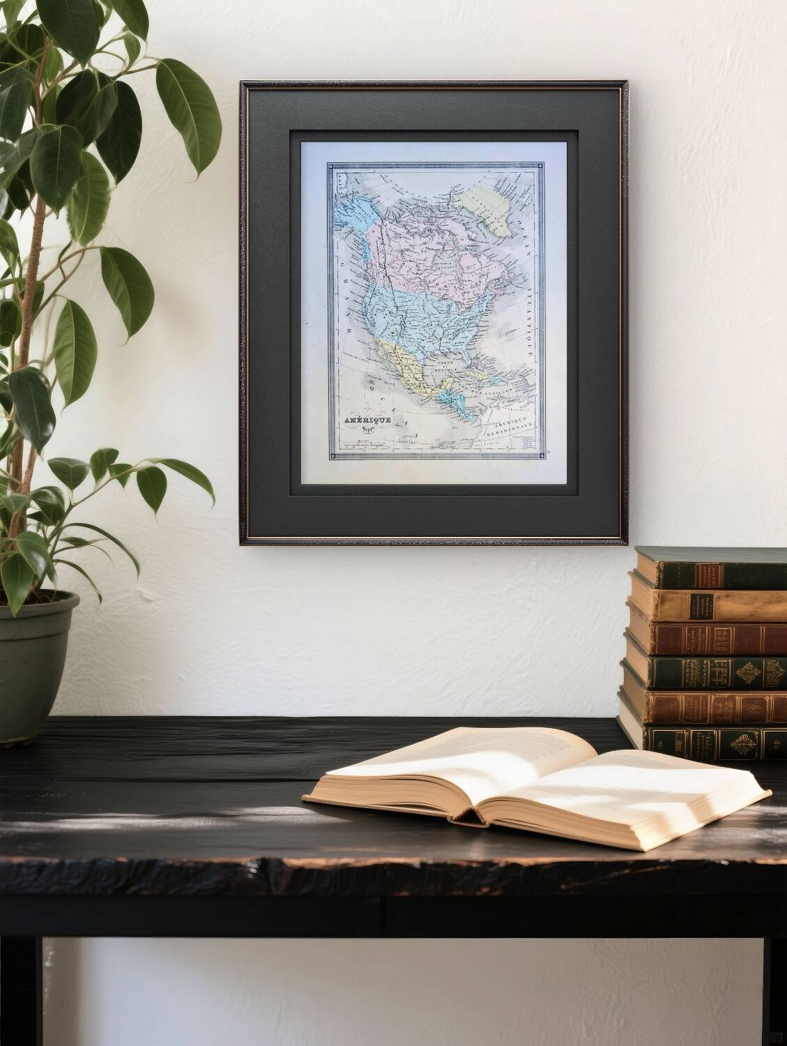 North America, old map, printed in 1852.