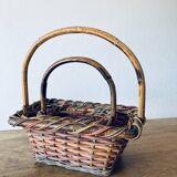 Pair of colorful wicker baskets