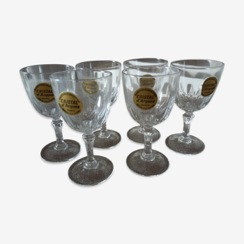 6 verres à pied Cristal d'Arques France vintage avec emballage et étiquette