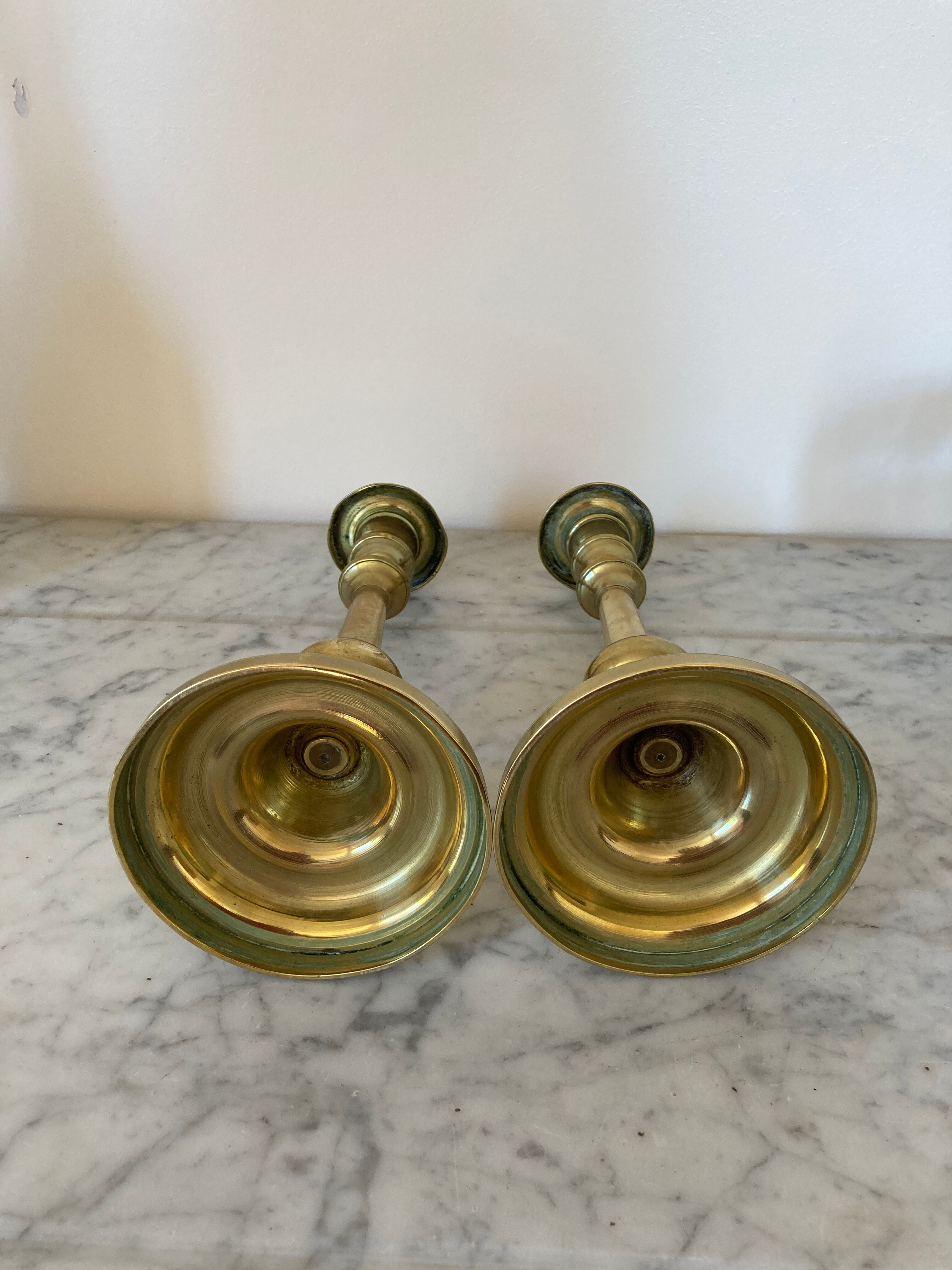 Pair of brass candle holders