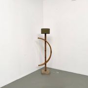 Sculptural floor lamp in bent rattan