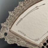 Table mirror vintage engraved glass fan