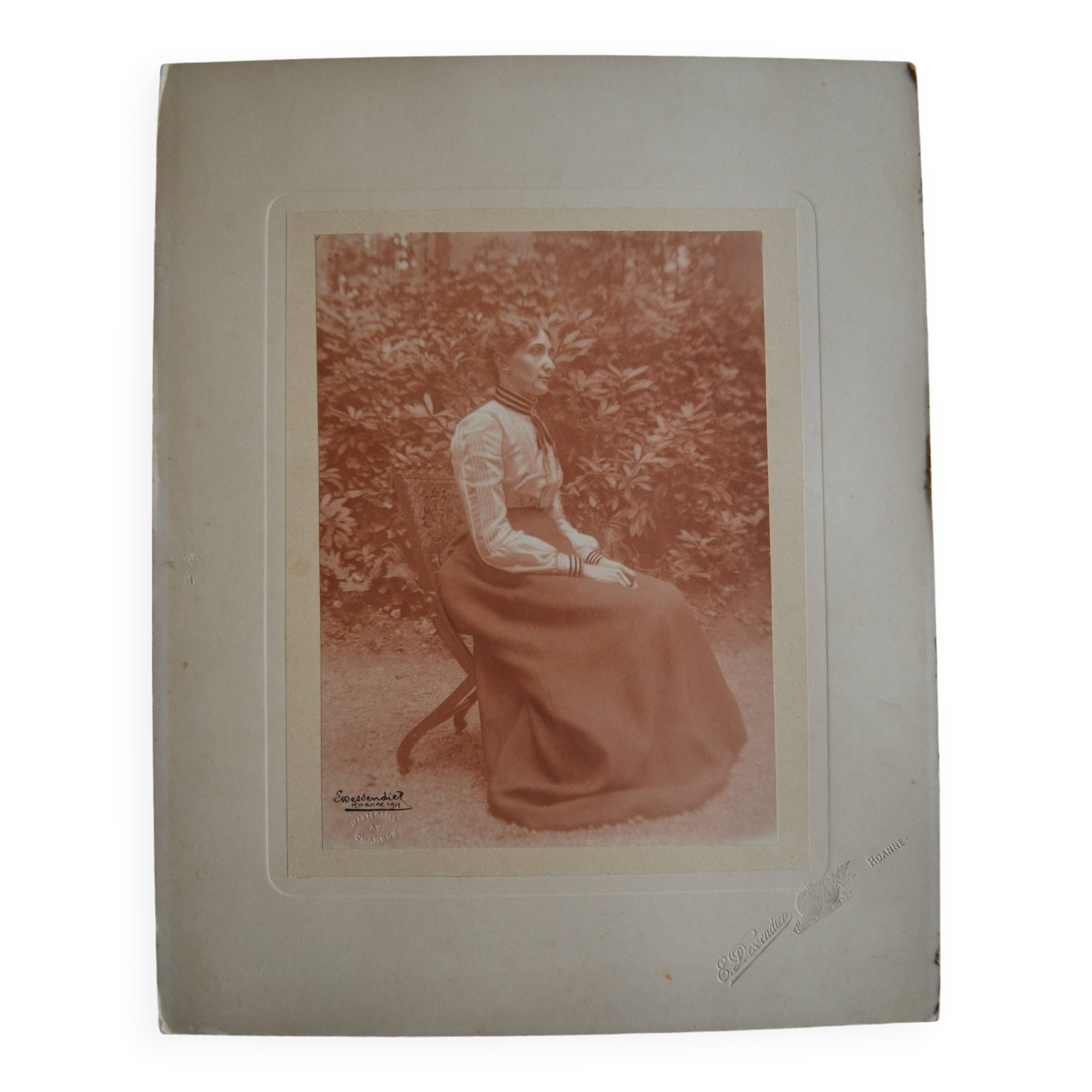Old albumen print photo by Émile Dessendier in Roanne in 1911
