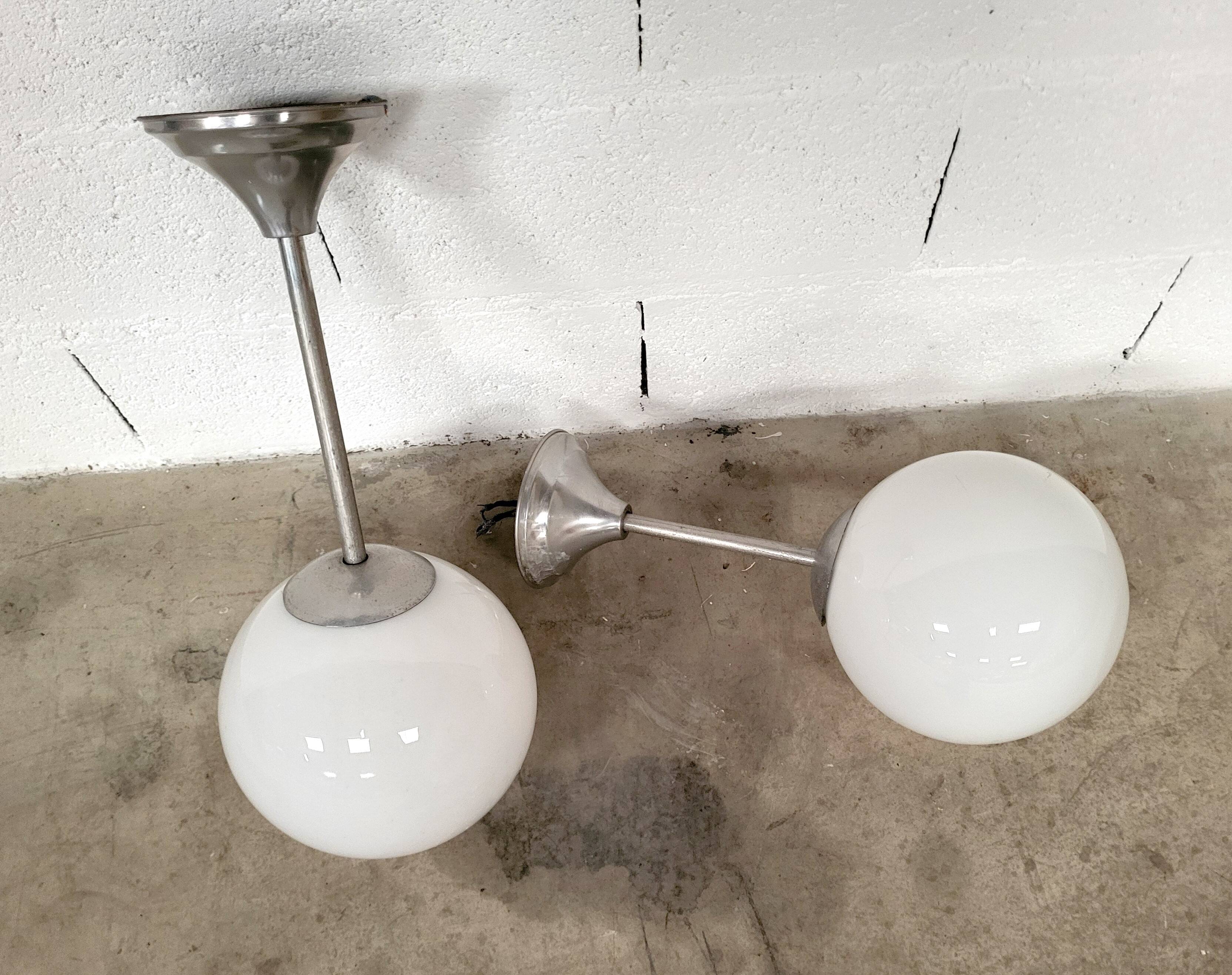 30 pendant lights, opaline chandeliers from the 50s