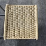 Pair of vintage 1970s wicker/chrome stools