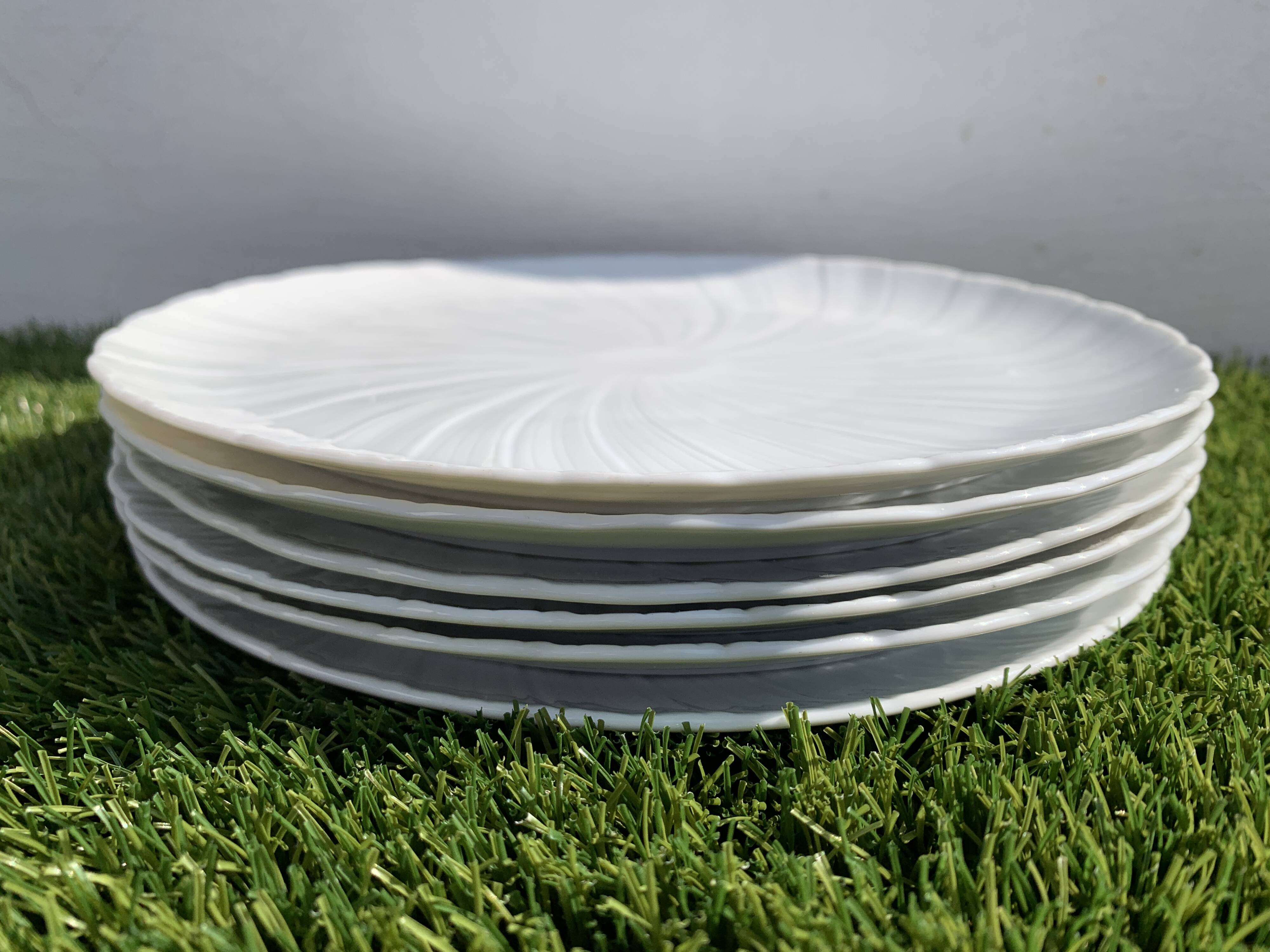 6 dessert plates in Godronnée porcelain from Limoges Bernardaud
