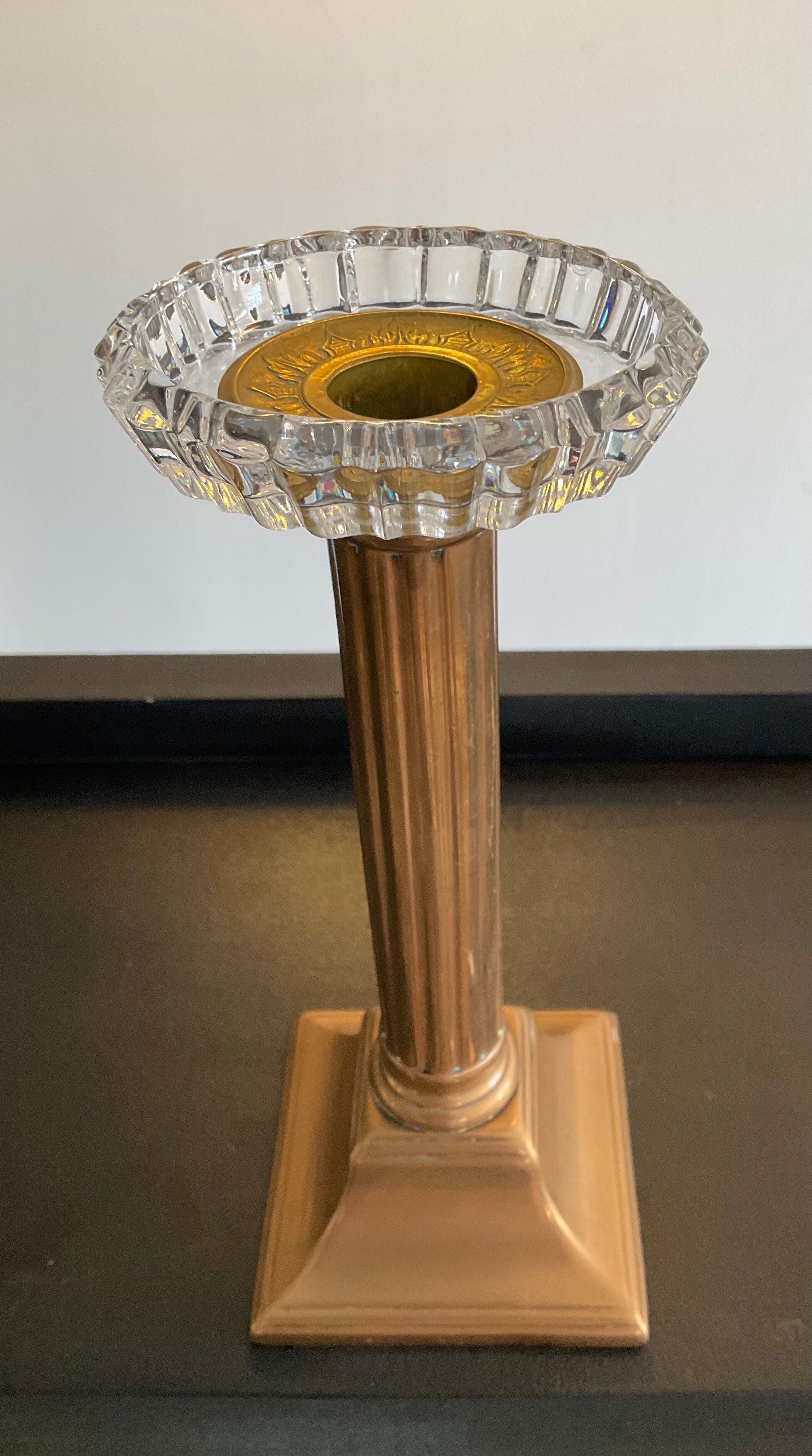 Baccarat crystal candle holder and copper