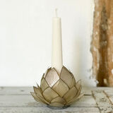Candle holder in mother-of-pearl and brass