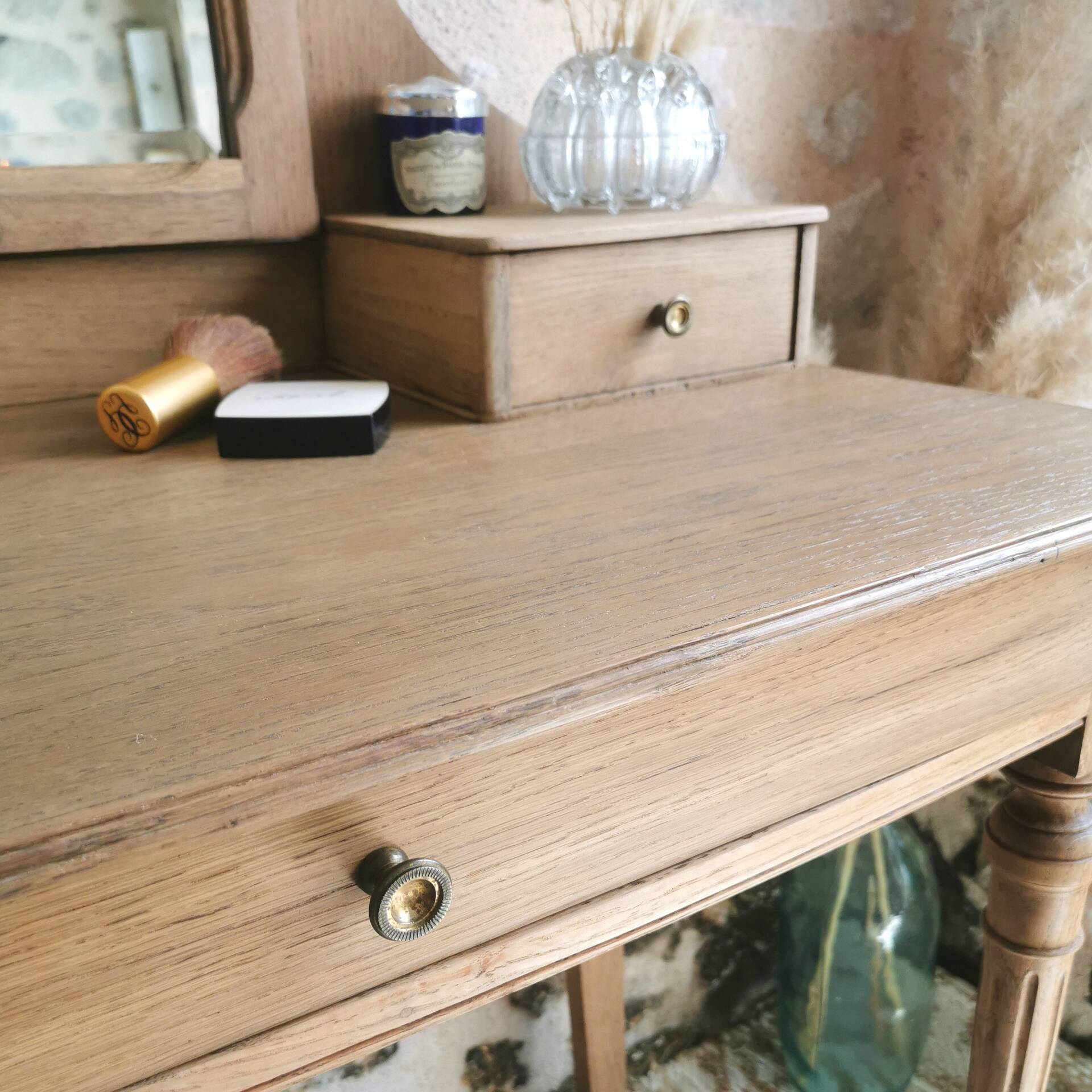 Coiffeuse Vintage en bois, entièrement restaurée