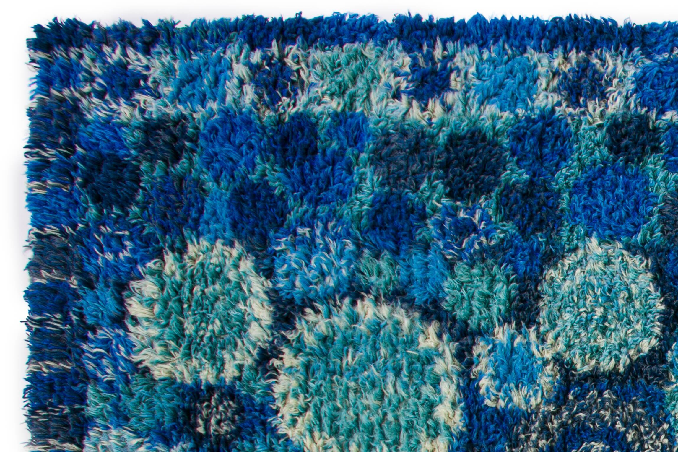 Scandinavian mid century modern rya rug by Marianne Richter. 230 x 165 cm (90.55 x 64.96 in)