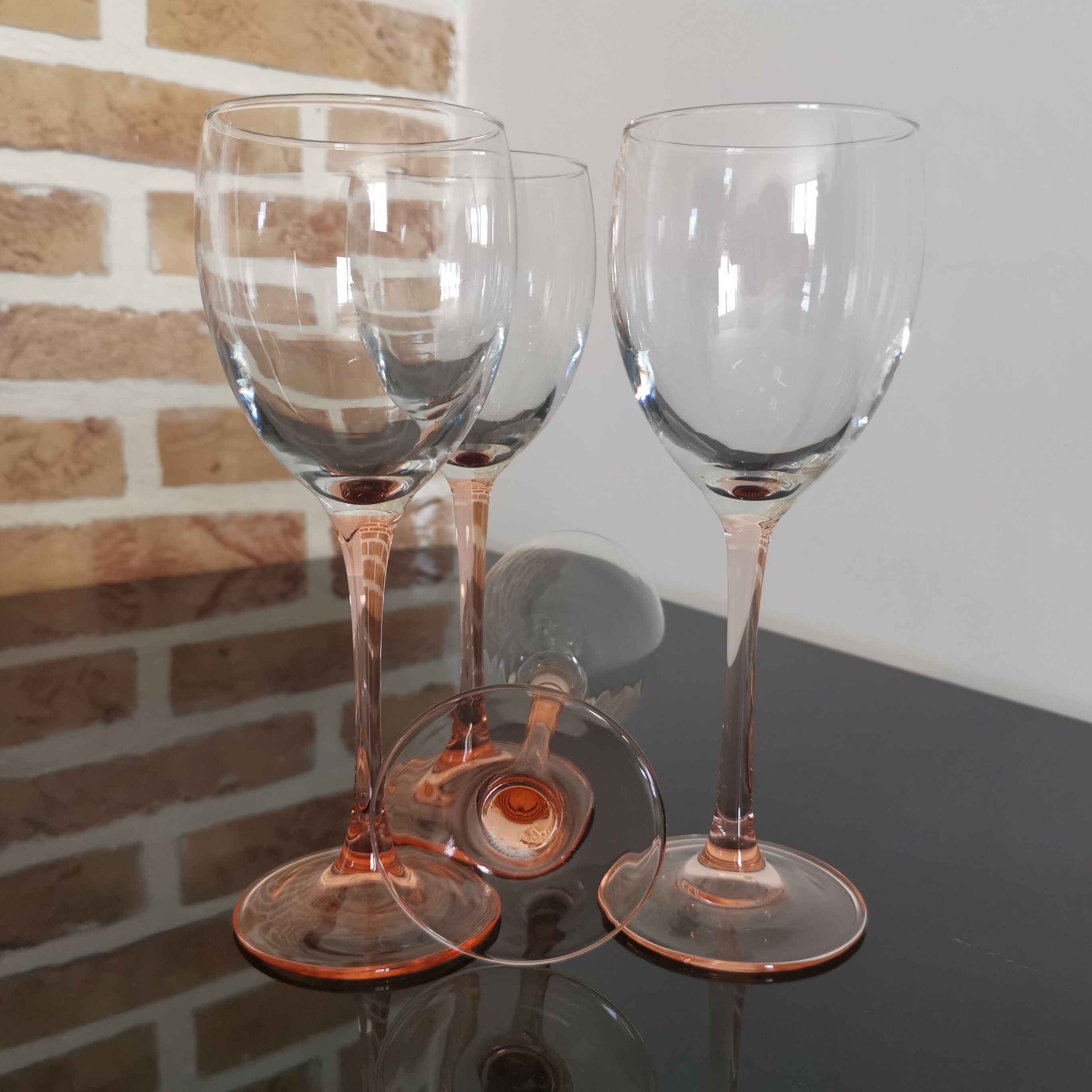 Luminarc pink feet wine glasses