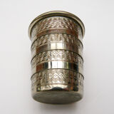 Timbale gobelet ancien pliant rétractable de voyage métal argenté en 4 parties