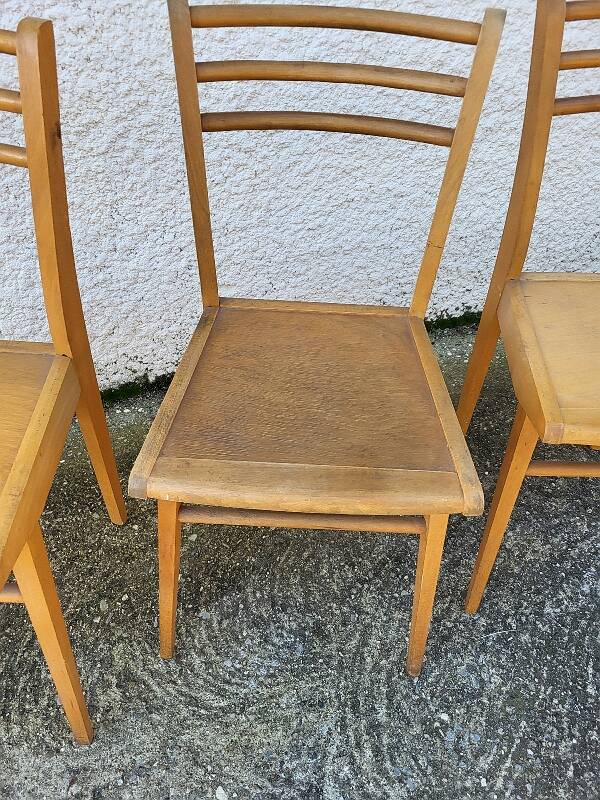 Serie de 3 chaises bistrot 1950