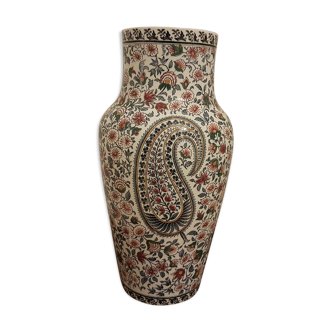 Gien Kashmir earthenware polychrome vase