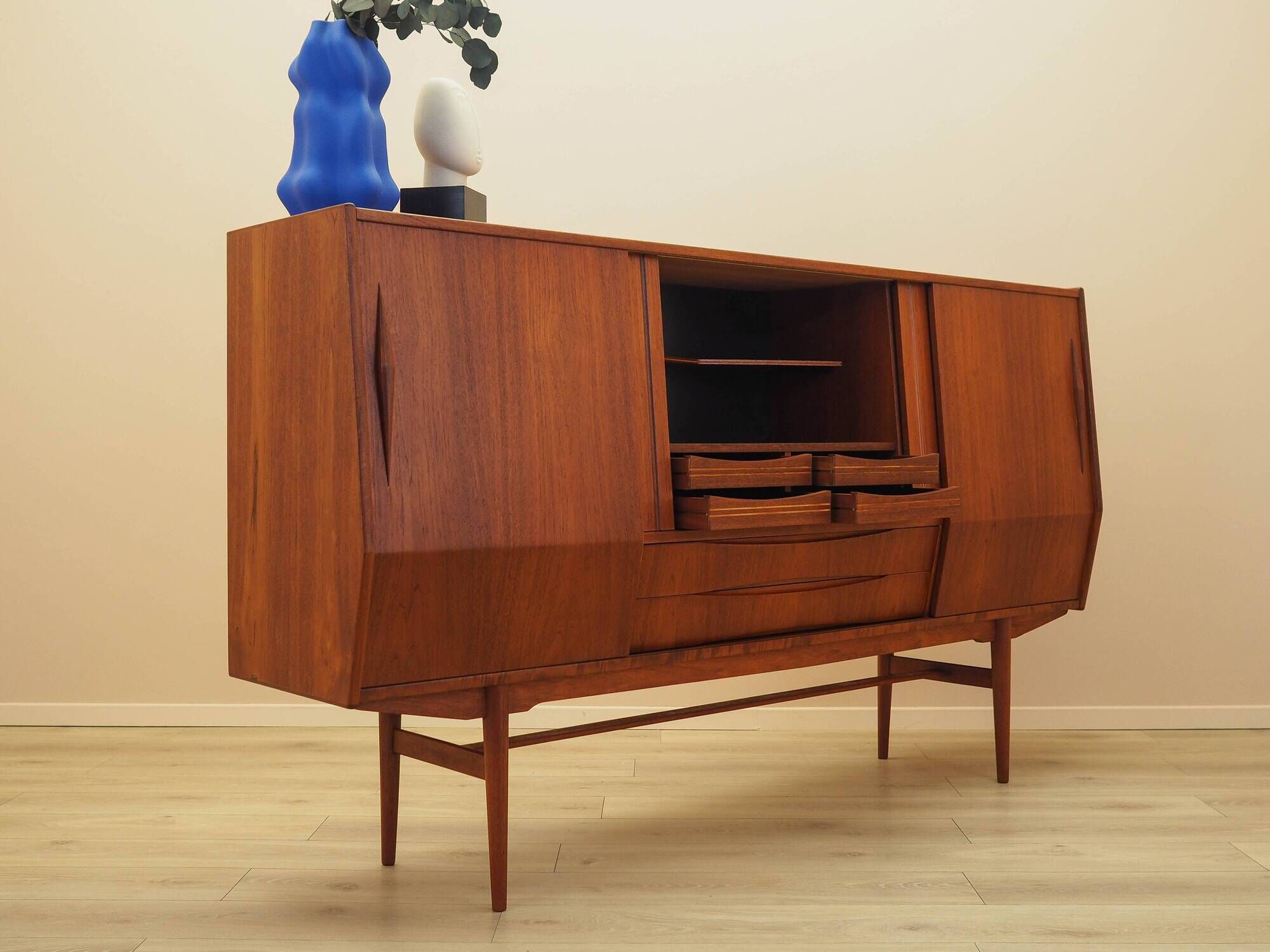Teak highboard, Danish design, 1960s, made in Denmark