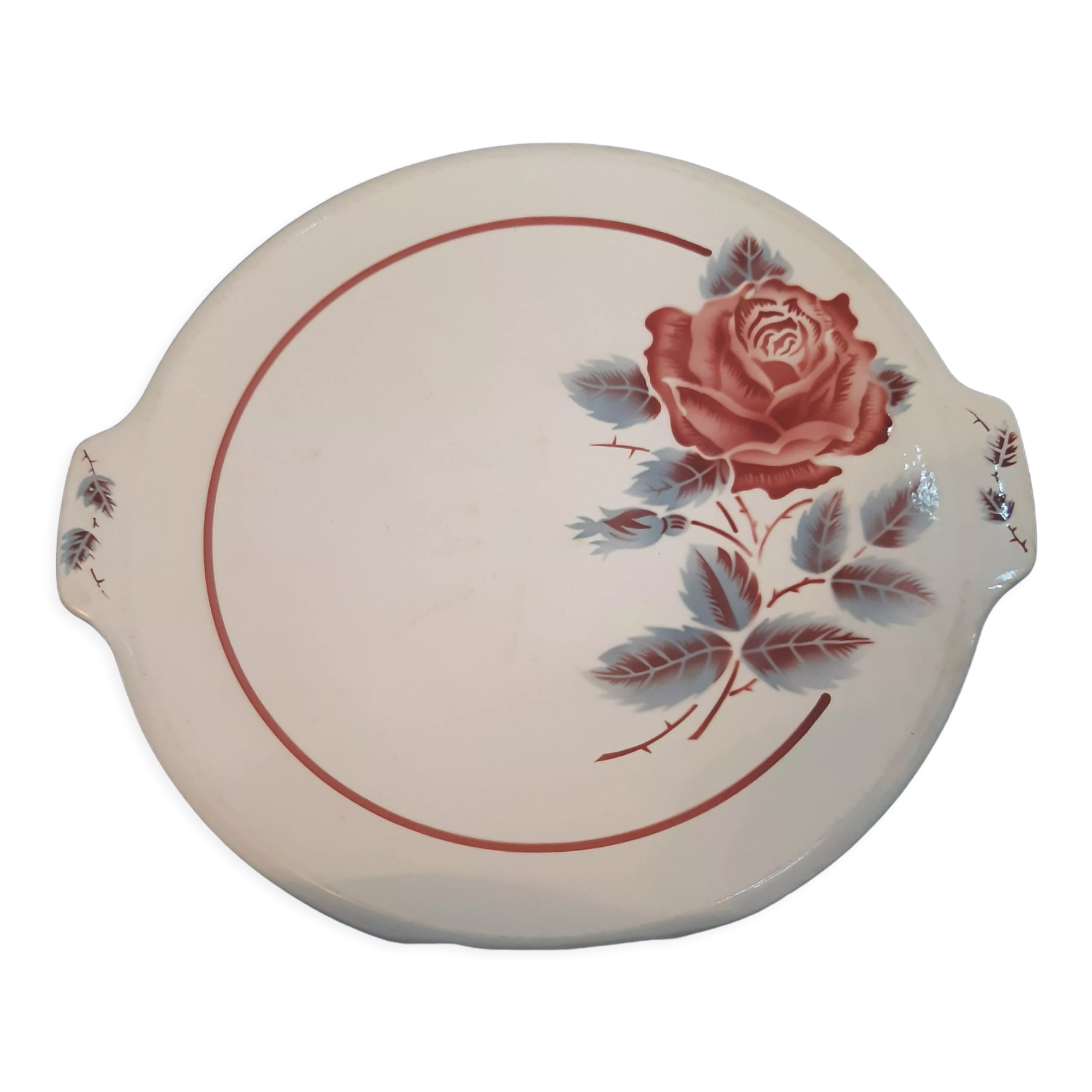 Large cake dish decoration flowers model lucette Sarreguemines