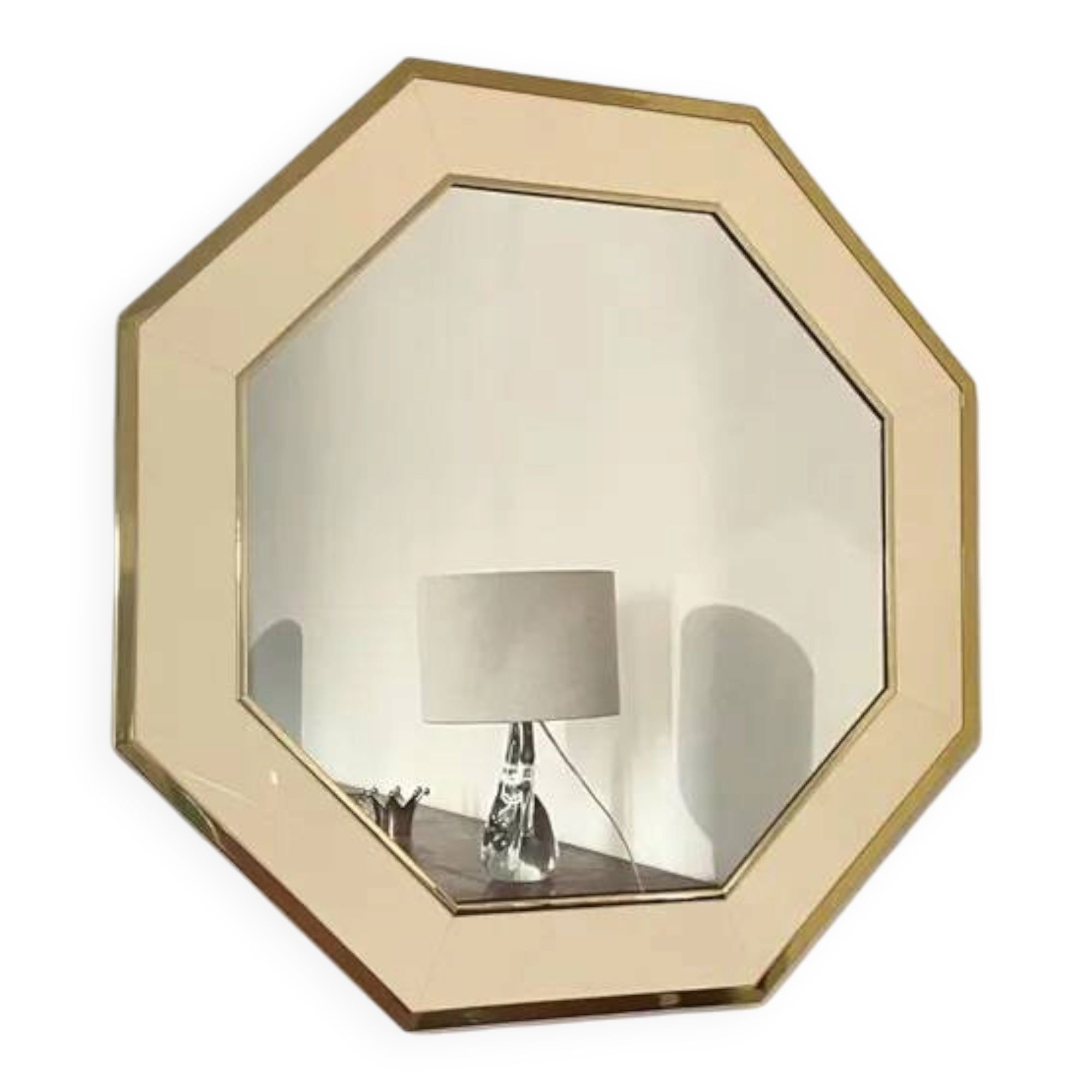 Octagonal mirror by Jean Claude Mahey, France 1970s