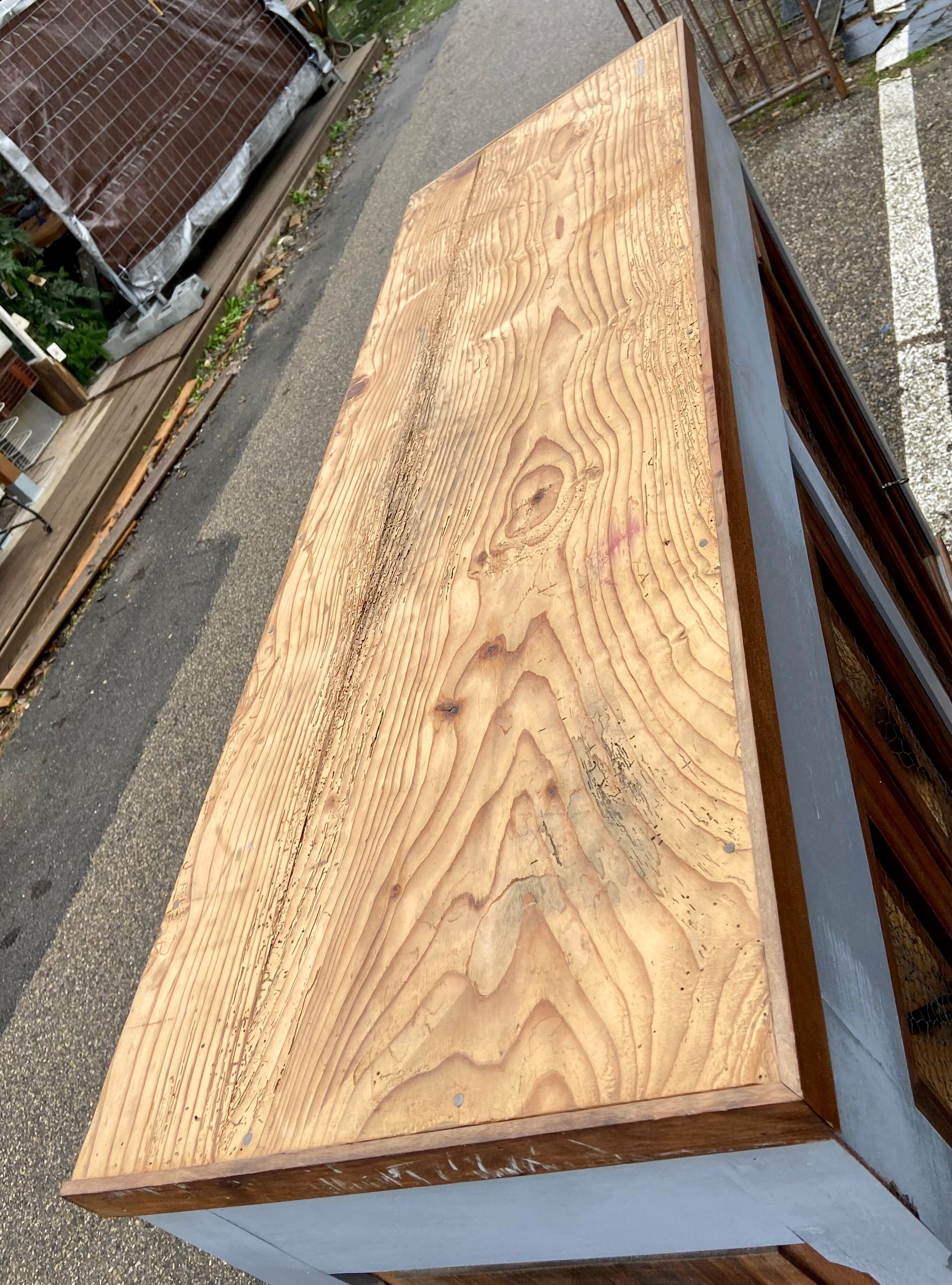 Gray and wood sideboard
