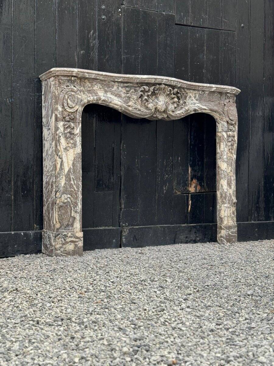 Very Elegant Louis XV Fireplace In Gray Ardennes Marble, 18th Century