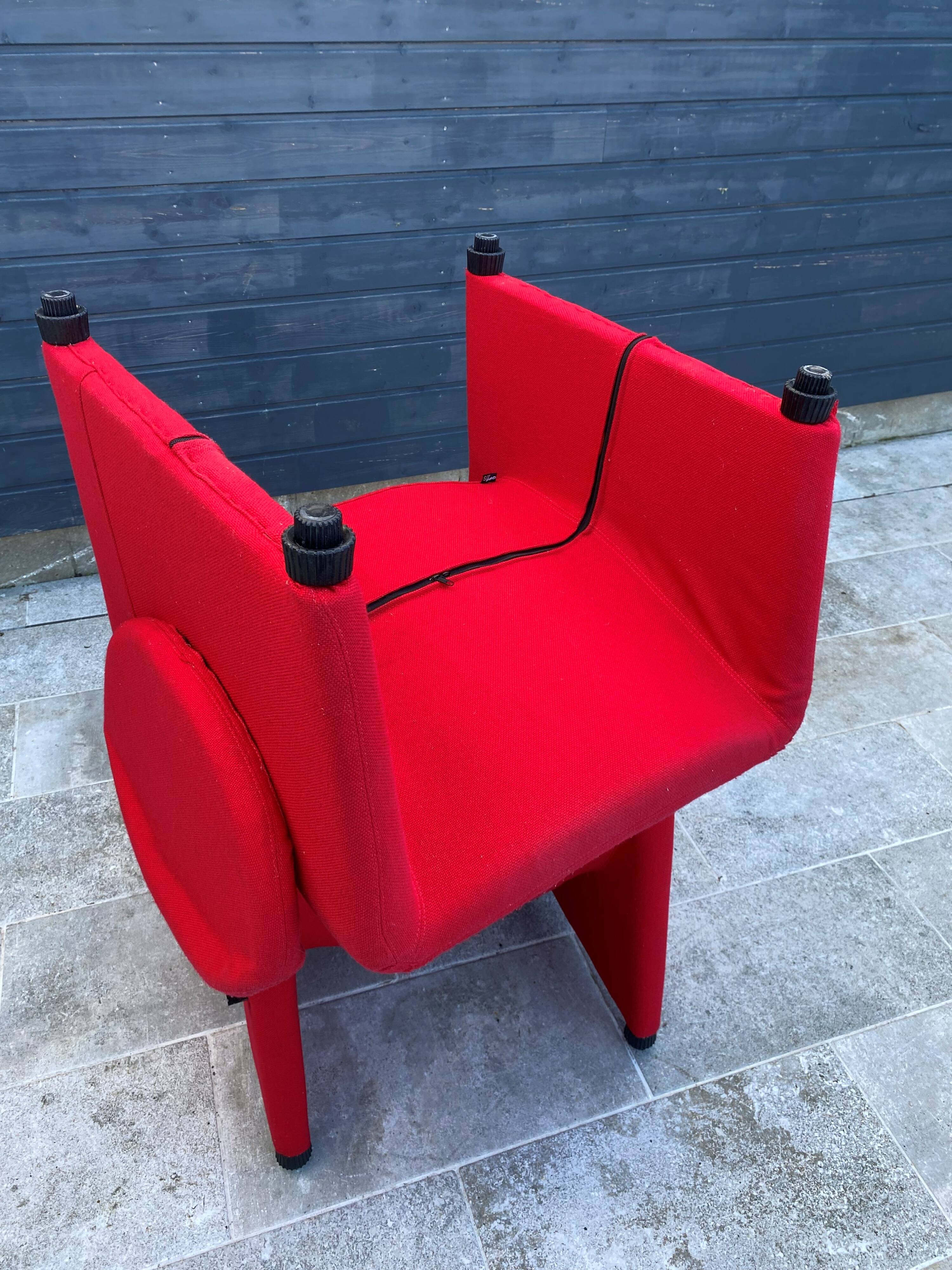Sitland red fabric and foam armchairs, 1970s