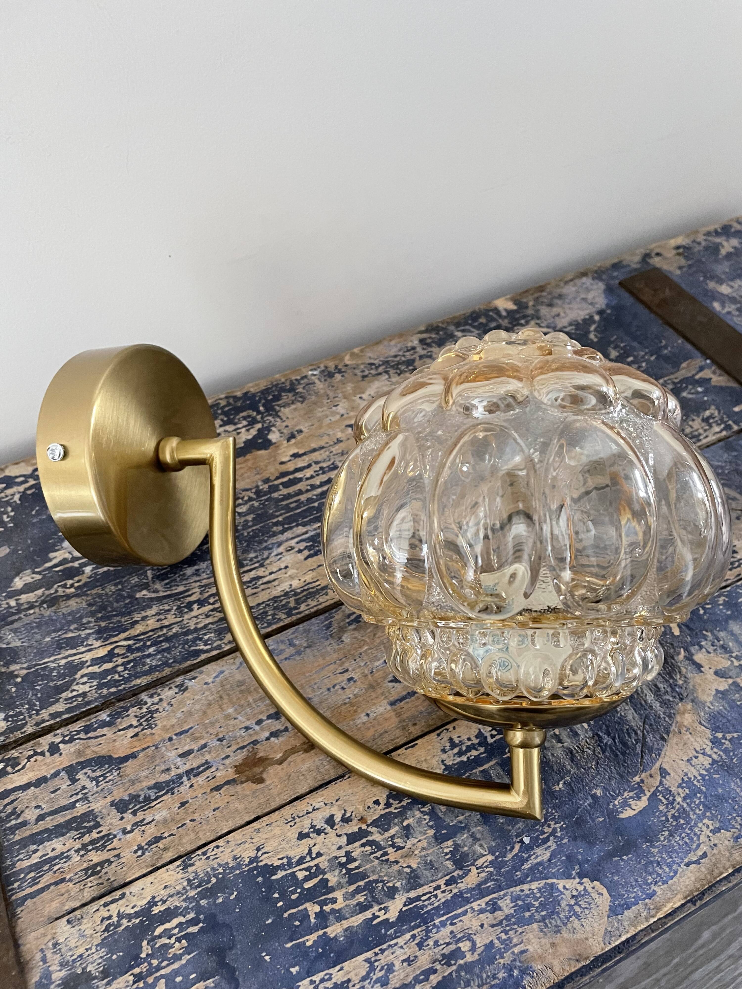 Vintage chiseled glass wall lamp