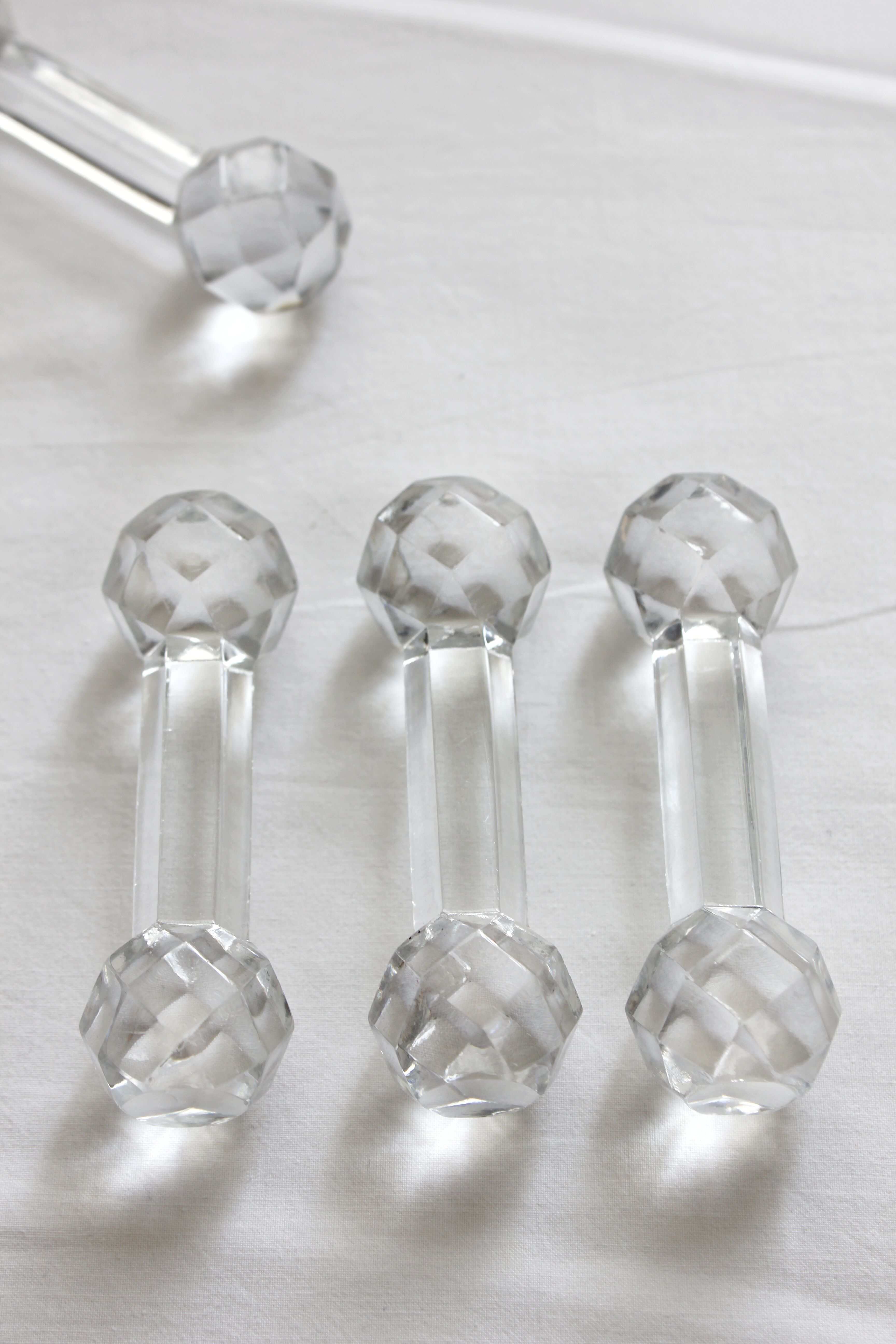 11 vintage faceted crystal knife holders