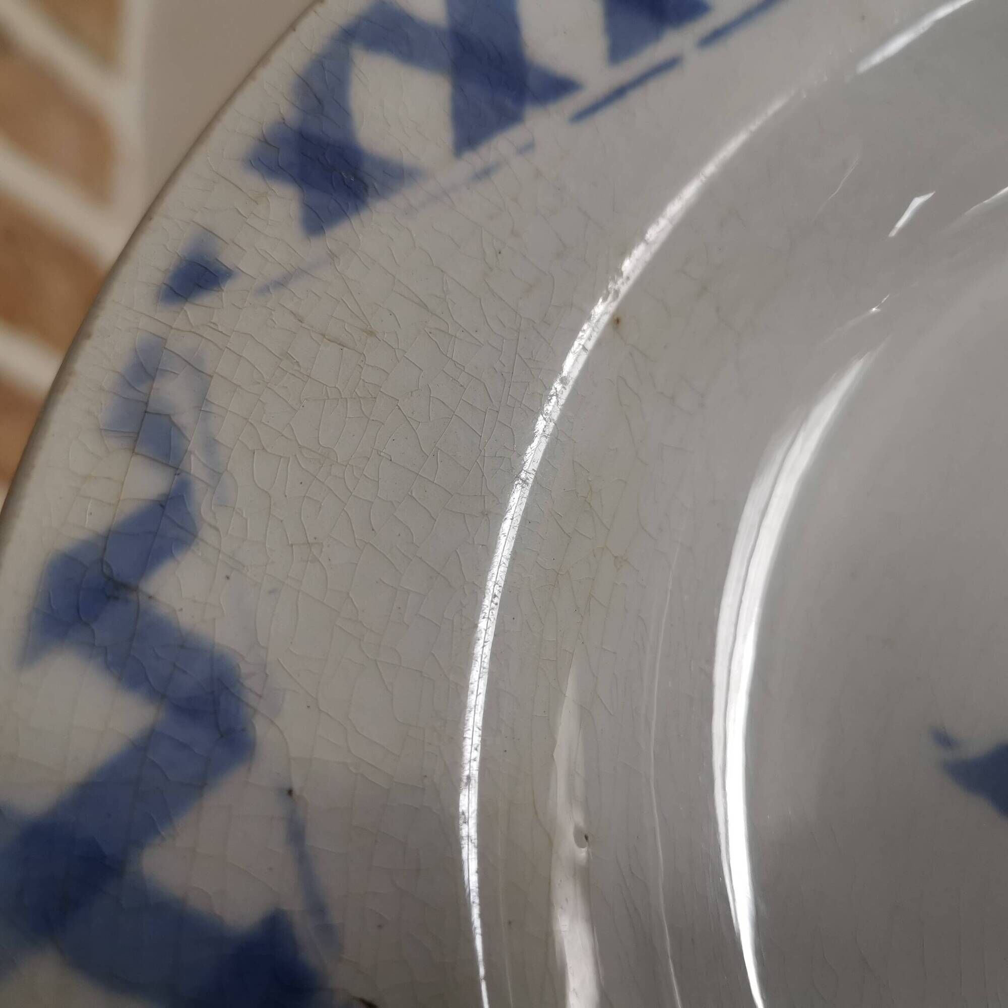 Set of 2 soup plates, Henri model, blue and red flowers Lunéville