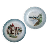 2 Saint Amand plates with castle decor