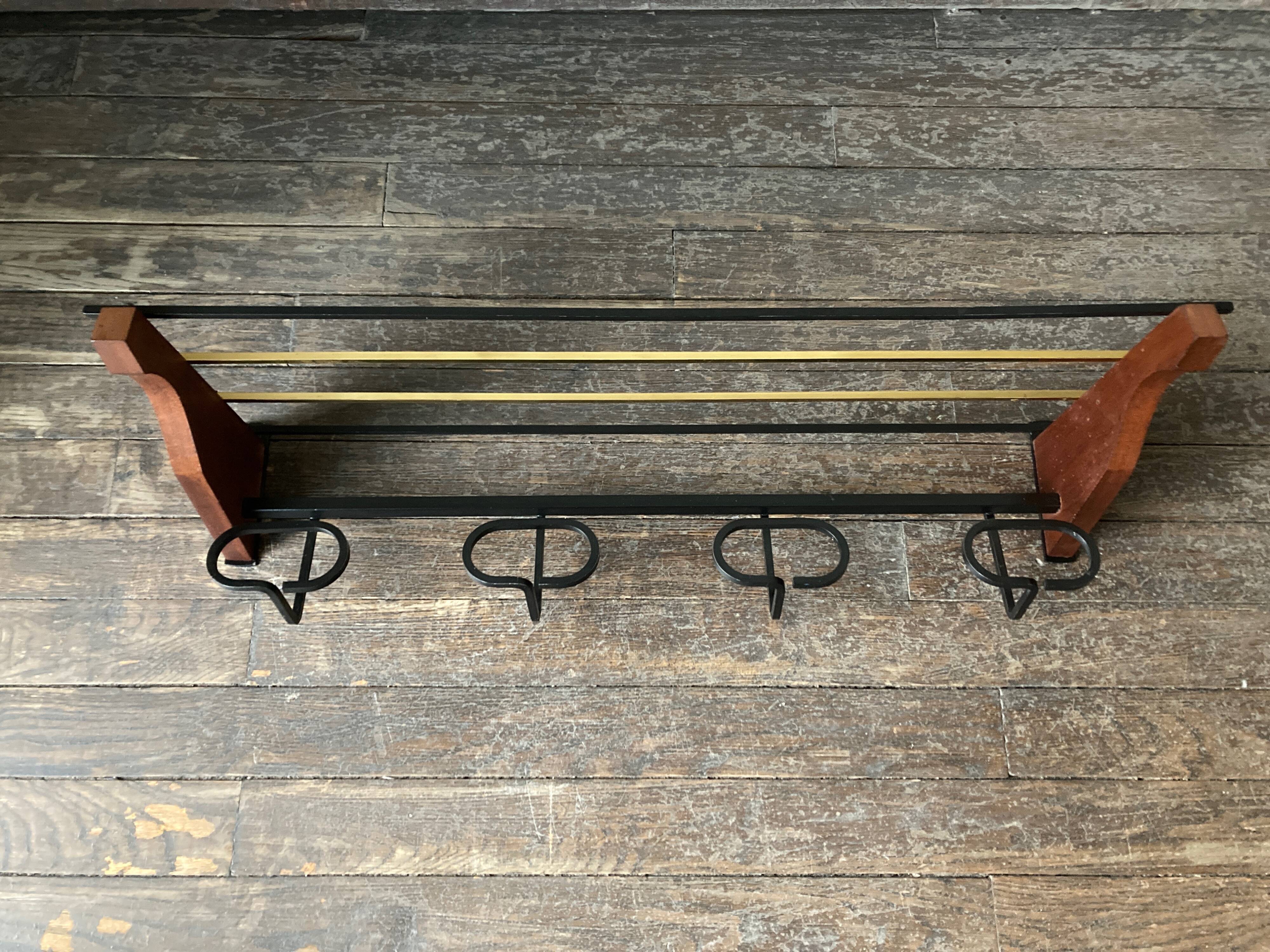 Product BHV Teak and brass coat rack 1960
