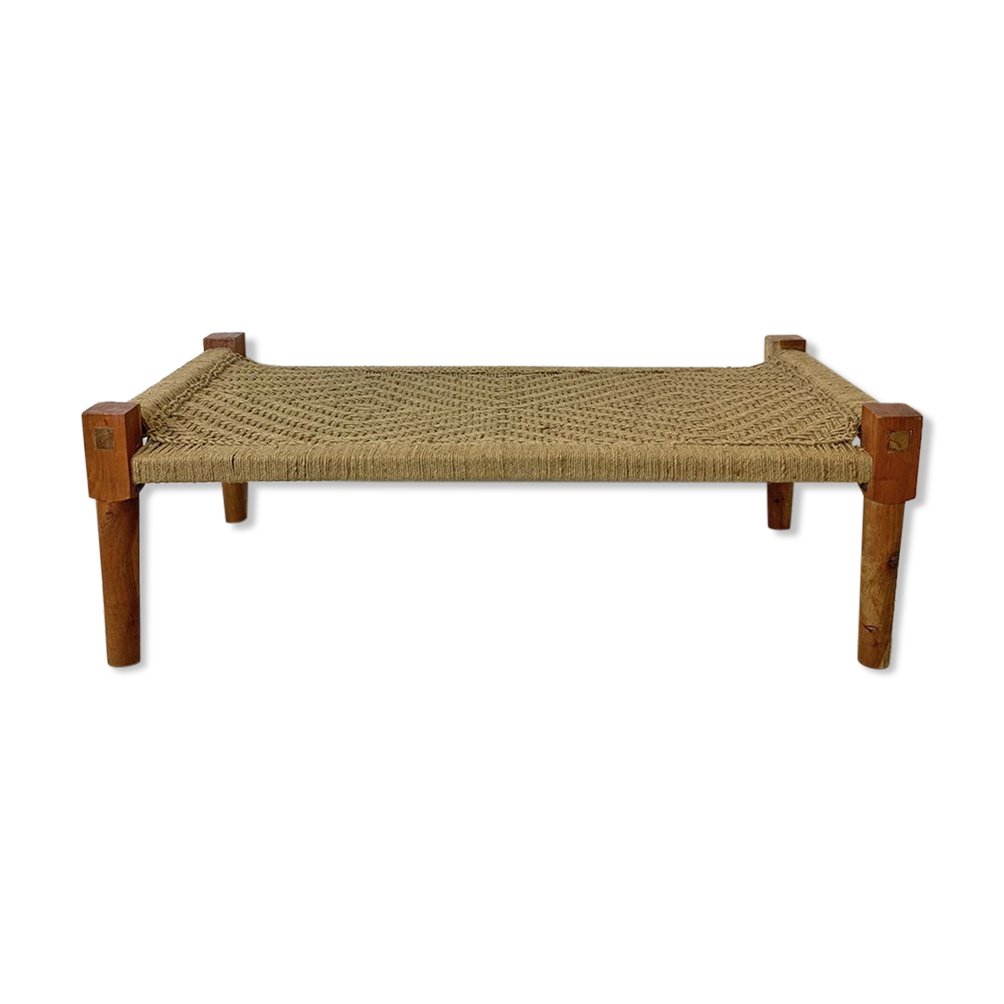 Charpoy Indian bench in braided rope