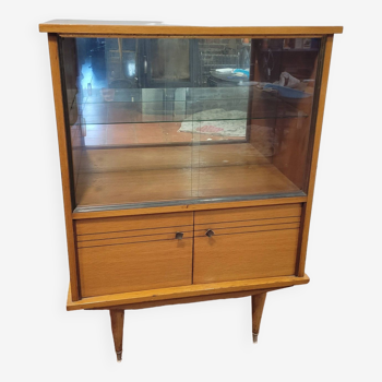 Vintage oak display cabinet from the 60s