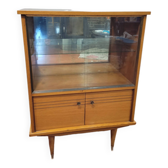 Vintage oak display cabinet from the 60s