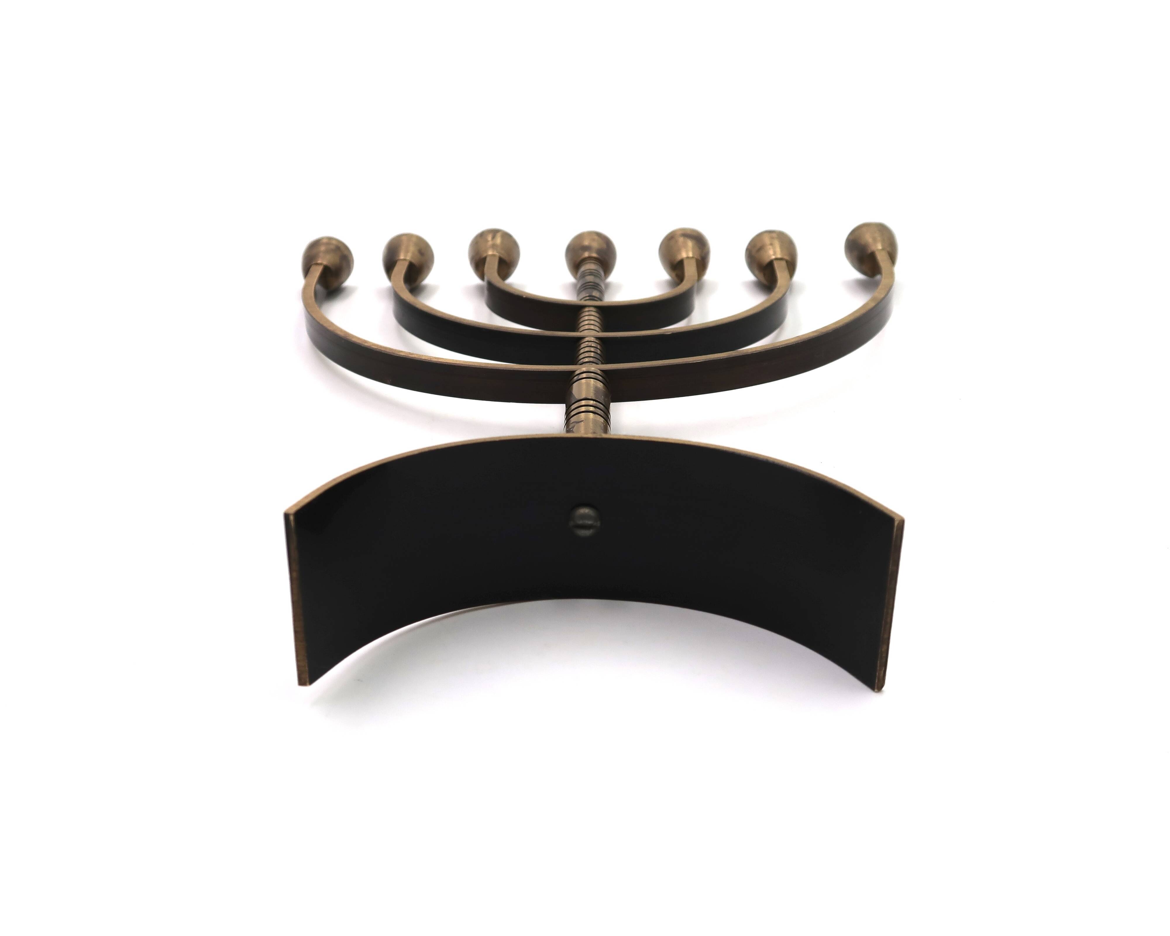 Brass 7-branch candelabra Menorah, 1960s