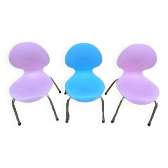 Trio of vintage children's chairs Galvano Tecnica